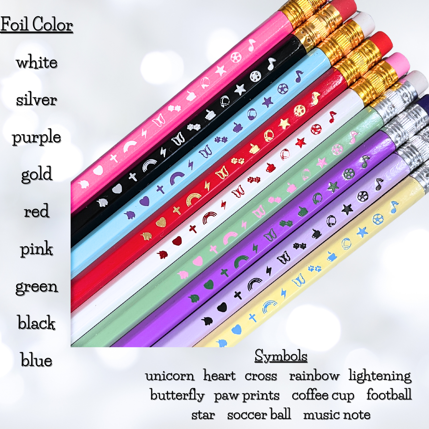 Personalized Color Foil Stamped Pencils
