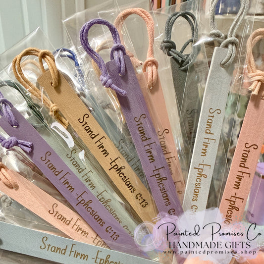 Leather Bookmark Strip Colorful Custom Engraved Gift