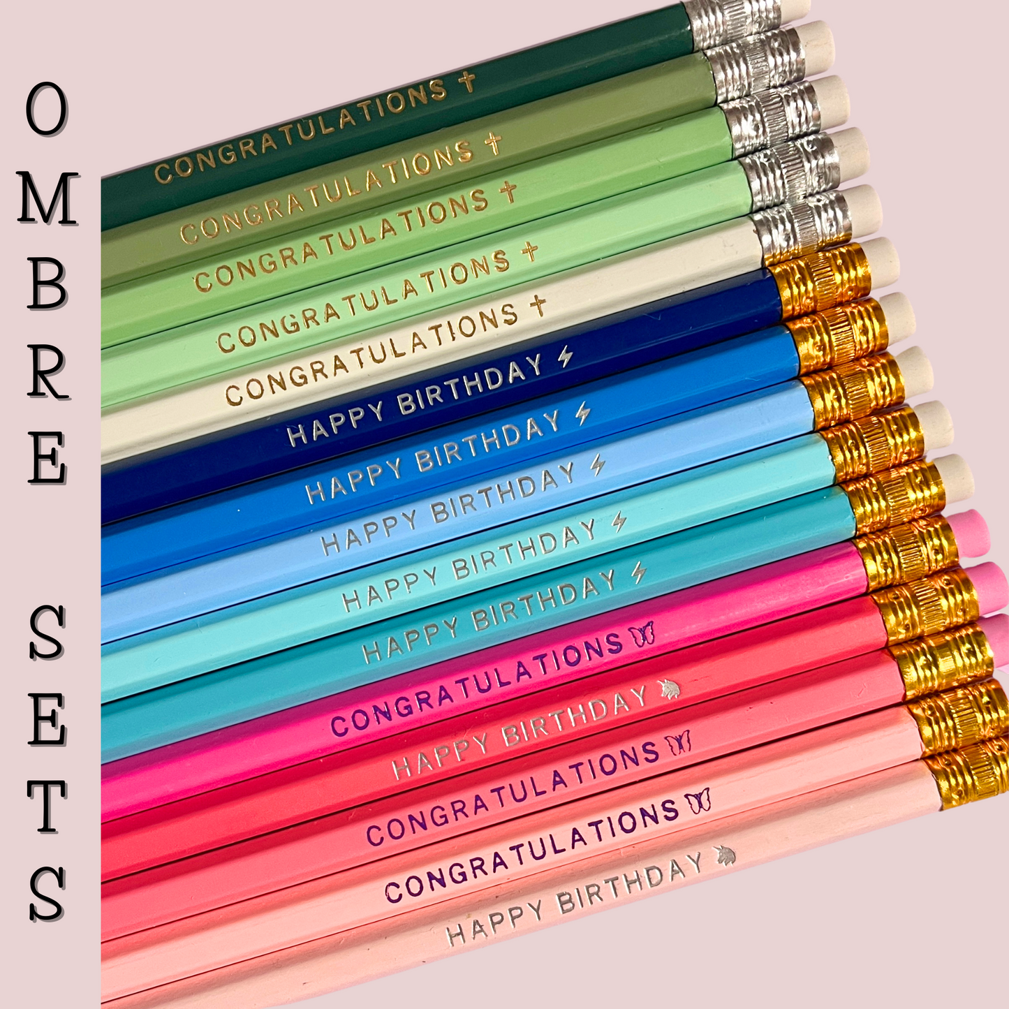 Personalized Color Pencils with 12 Symbol Options. Party Favors, Event Gifts, Back to School, Birthdays, Holiday Gifts.