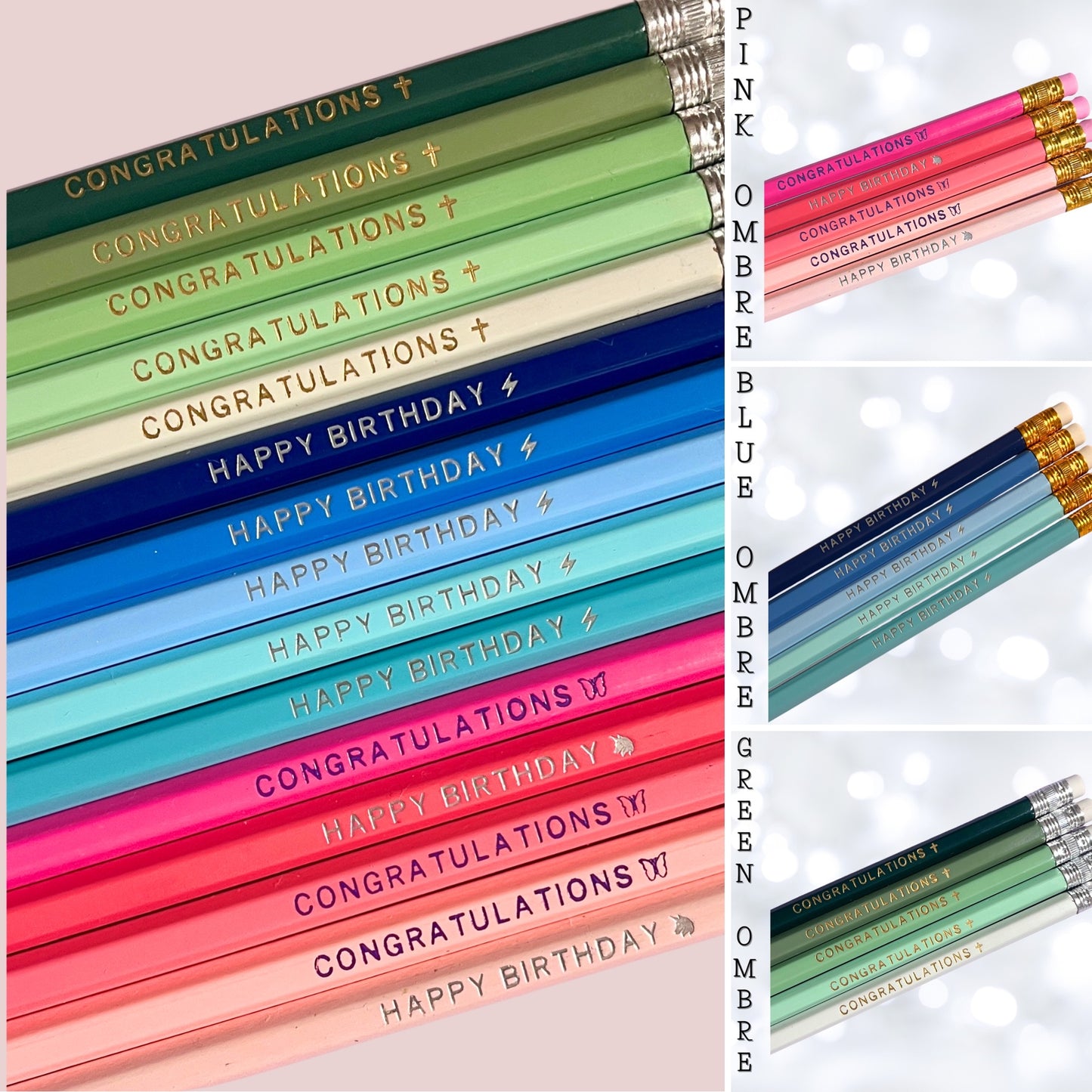 Personalized Color Foil Stamped Pencils