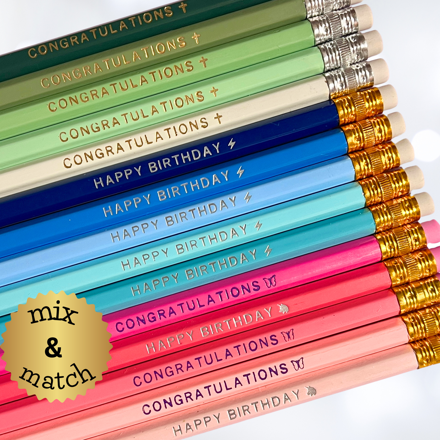 Personalized Color Foil Stamped Pencils