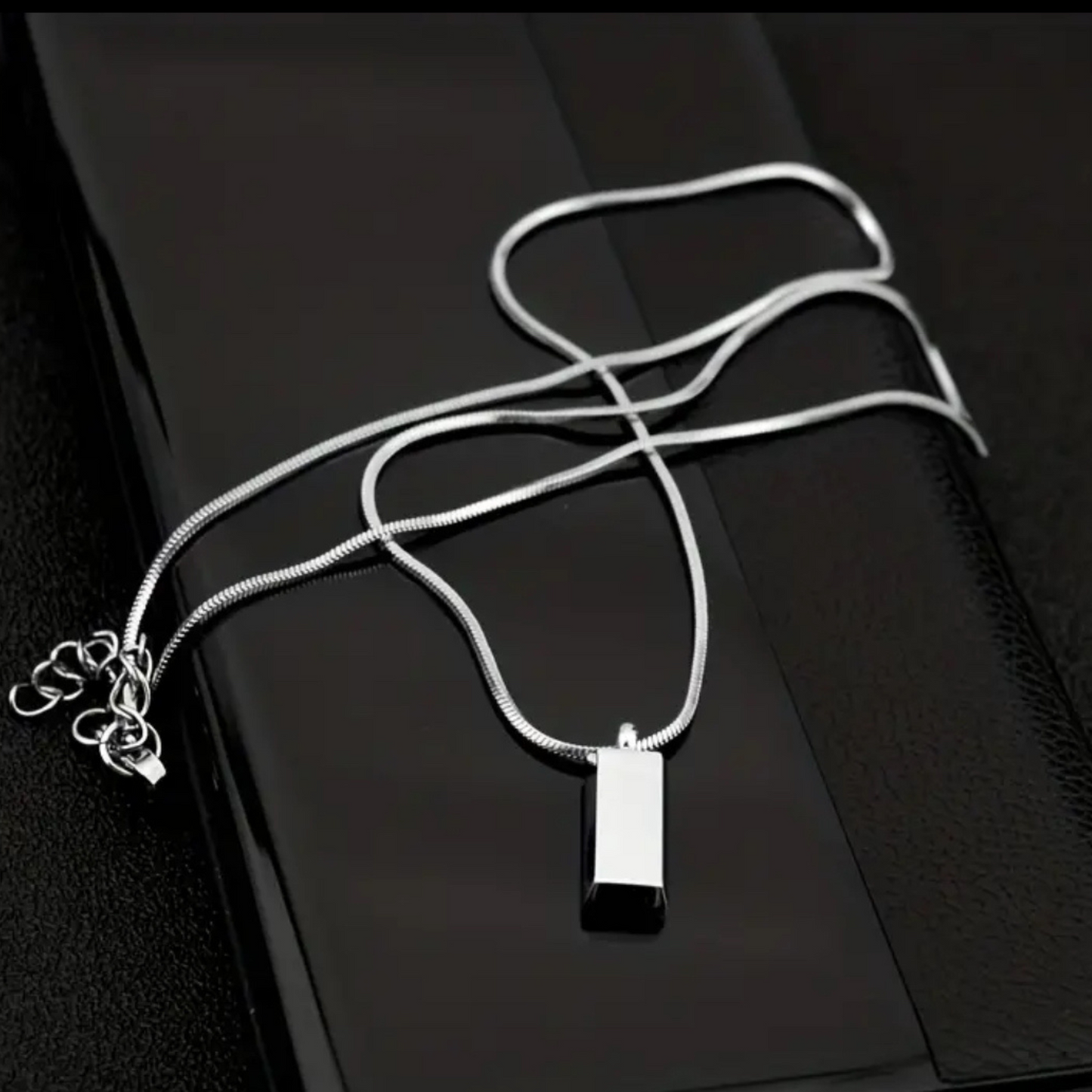 Silver Bar Necklace with Initial