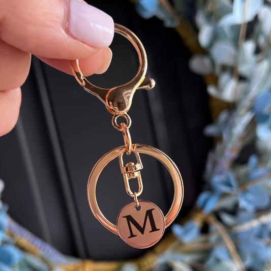 Initial Key Chain ~ Stainless Steel with Lobster Clasp