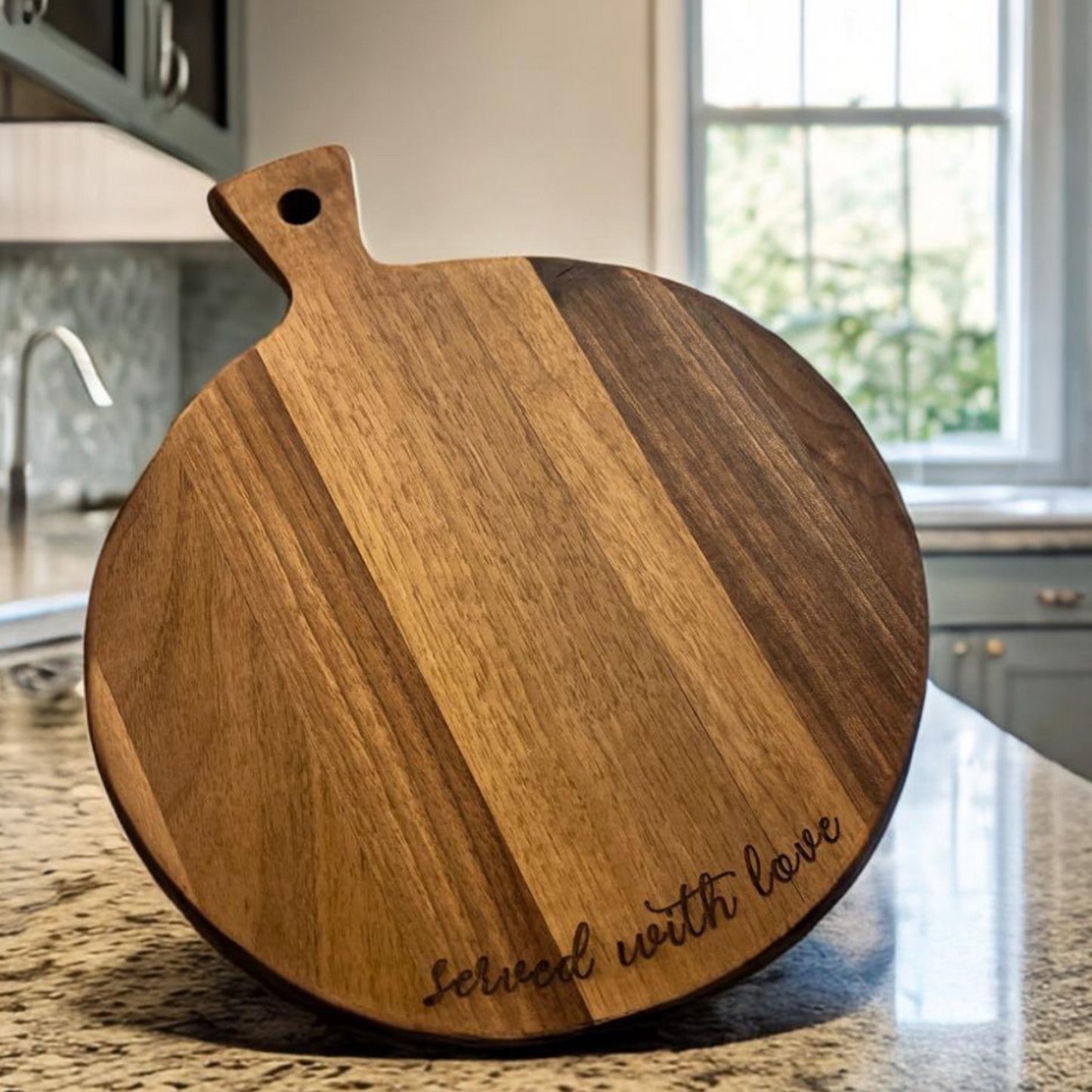Walnut Bread Board ~ Engraved Round