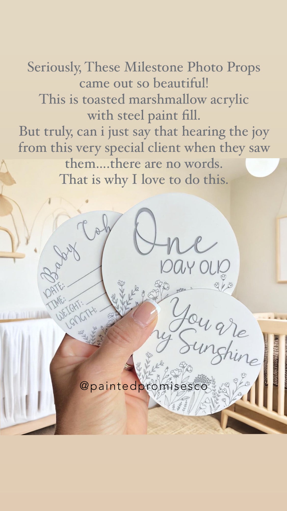 Newborn Milestone Acrylic Engraved Photo Props Set of 15 standard Months, Day, Year, Birth Stats and you are my sunshine, with add on “My First” Holiday Set