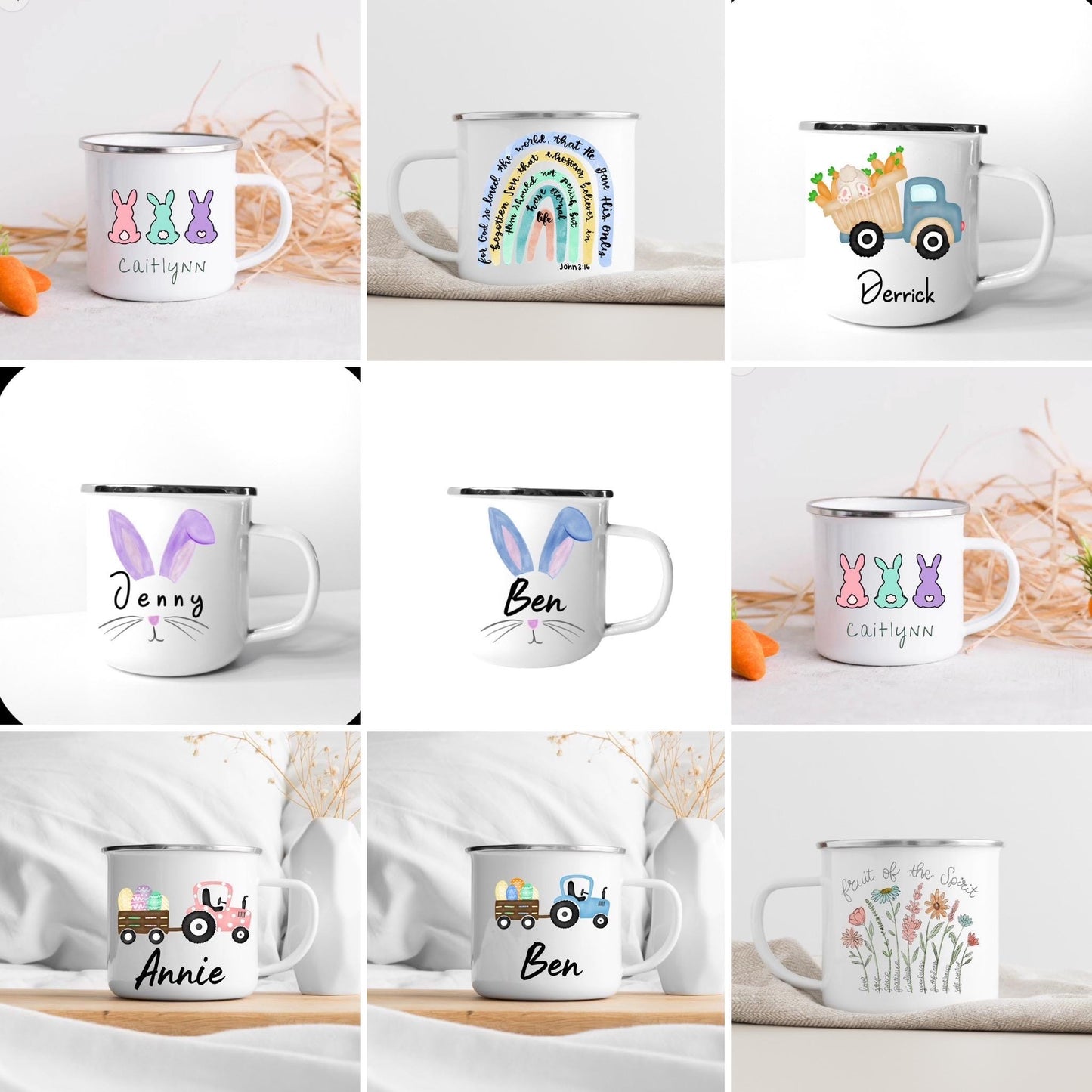 Custom Enamel Camp Mug ~ Add Your Name to any design. Perfect Gift for all ages with three size options.