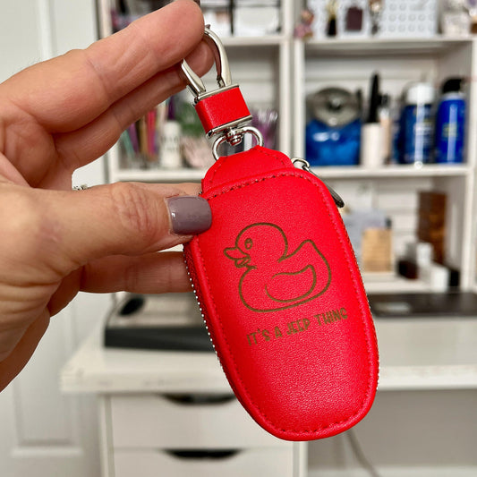 Personalized Key Fob Case, Engraved Leather