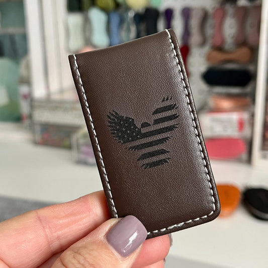 Money Cip Personalized Engraved Leather Magnetic Wallet, Monogramed Cash Clip,Money Holder, Dad, Pastor, Husband and Wedding Party Gifts