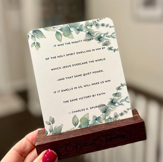 Charles Spurgeon Quote Cards ~ Designed Display Card Set with Stand. Scripture, Christian Quotes, Gifts for Men, Gifts for Pastor.