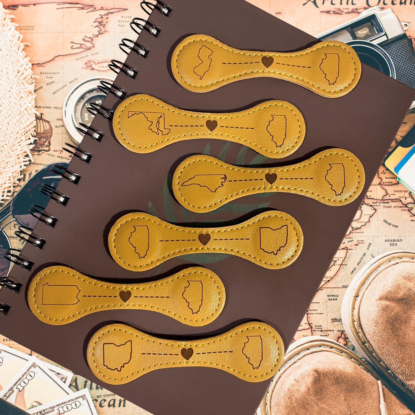 Best Friends In Different States Bookmark, Leather Magnetic