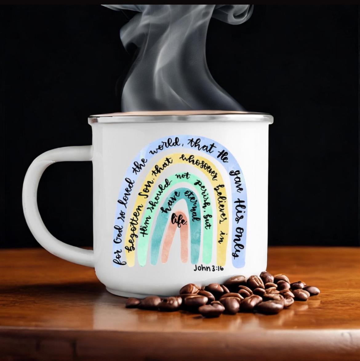 Custom Enamel Camp Mug ~ Add Your Name to any design. Perfect Gift for all ages with three size options.