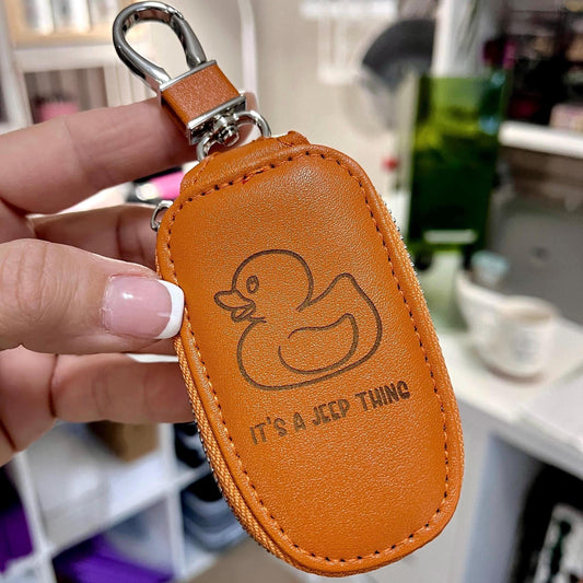 Personalized Key Fob Case, Engraved Leather