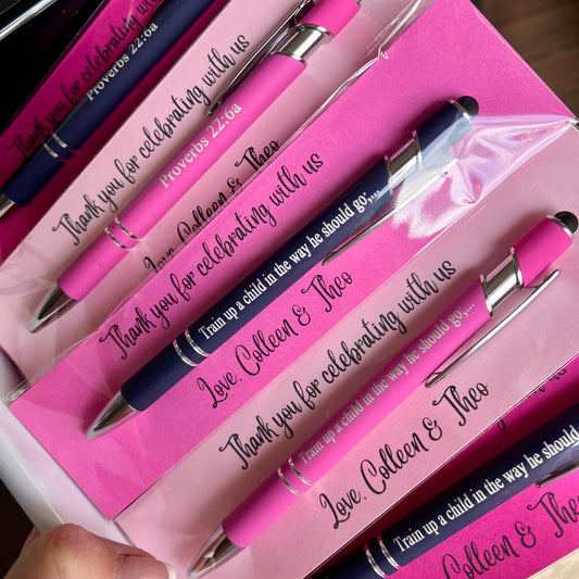 Personalized Pens, Party Favor Sets Engraved Stylus Ballpoint Pens.