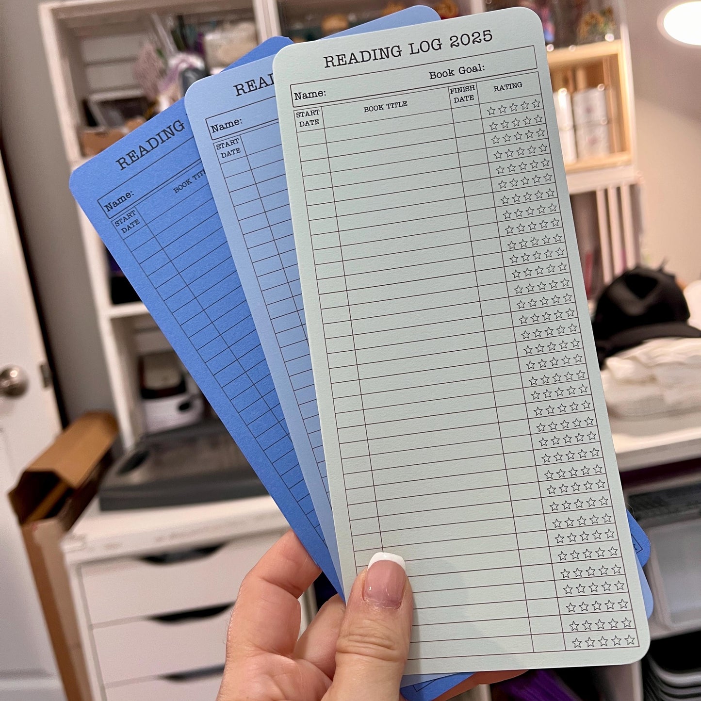 Reading Log Customizable Bookmark Set, Book Goal List. Set of 3, Card Stock Reading Goal bookmarks, Record & Rate your books. Book Lovers.