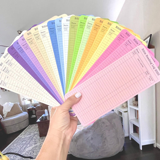 Bible Reading Tracker Bookmark. Scripture Goal List, Set of 3 Colorful CardStock Scripture Reading Goal Bookmark.
