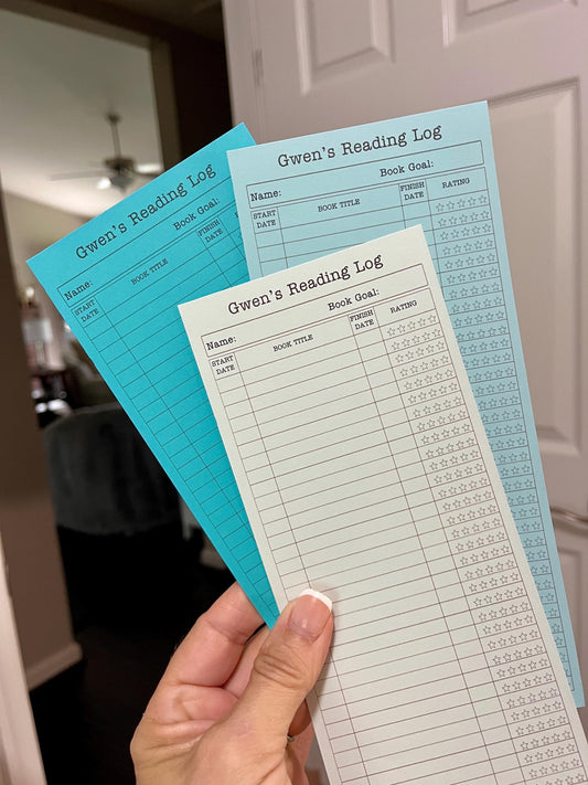 Reading Log Customizable Bookmark Set, Book Goal List. Set of 3, Card Stock Reading Goal bookmarks, Record & Rate your books. Book Lovers.
