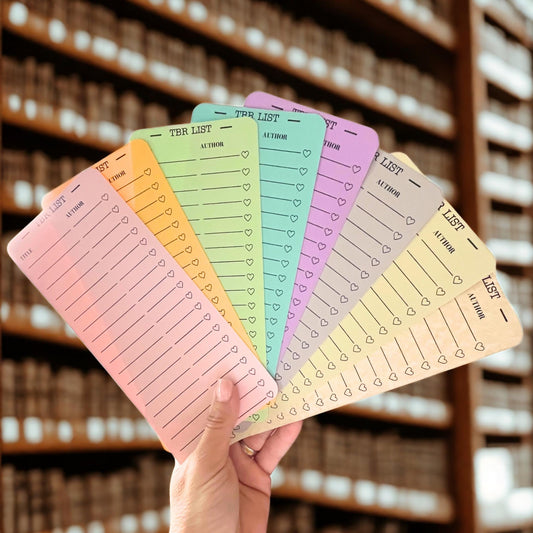 TBR List Set of 3 Colorful Card Stock Bookmarks. These Printed Book List Bookmarks will help you keep track of all your To Be Read Books!