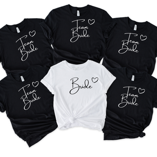 Bridal Party Group Tees set of 6 Bride is free
