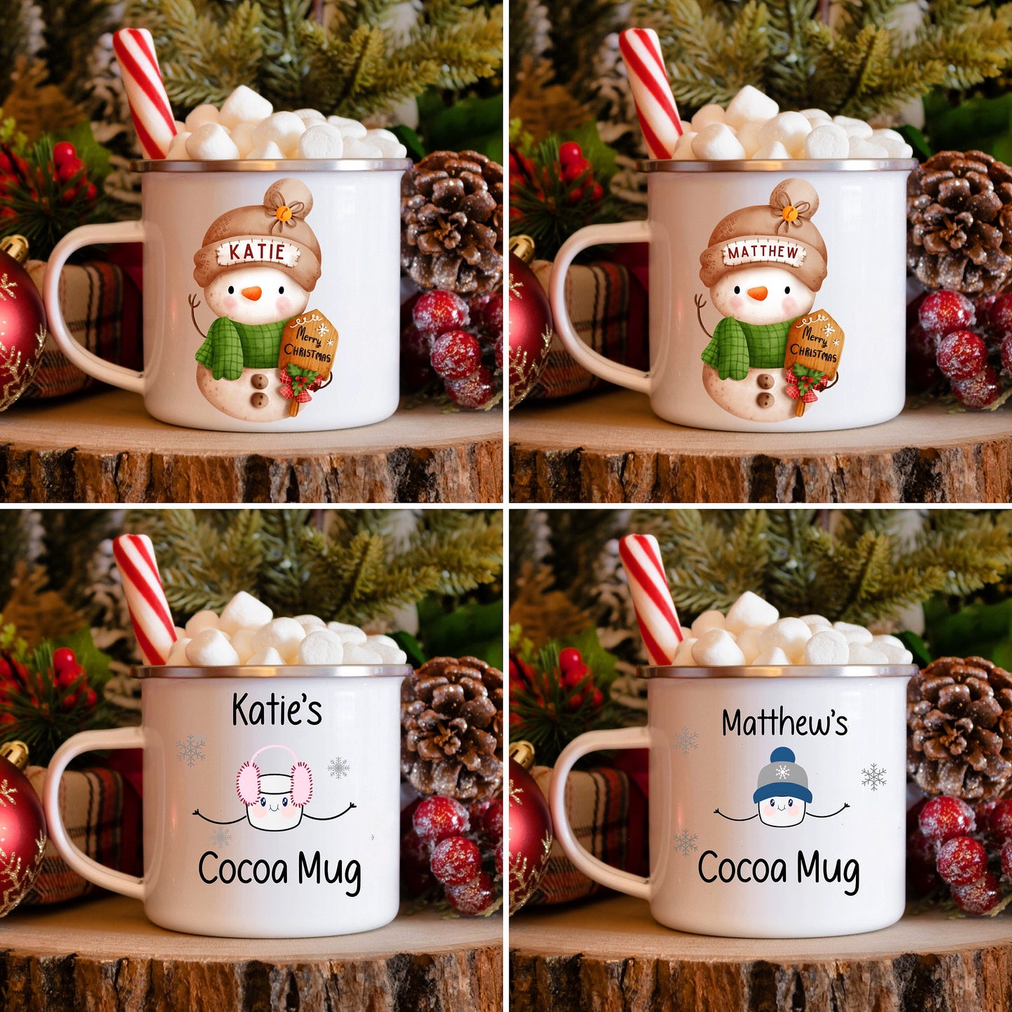 Cocoa Mugs ~ Personalized 12 oz., 14 oz with lid  & 15 oz.