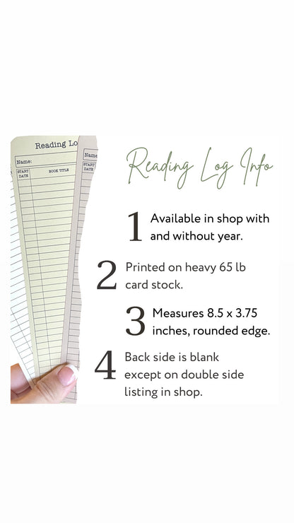 2026 Reading Log Bookmarks Set of 3