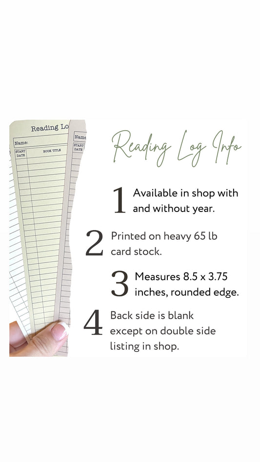 2026 Reading Log Bookmarks, Card Stock Book Goal List, Set of 3
