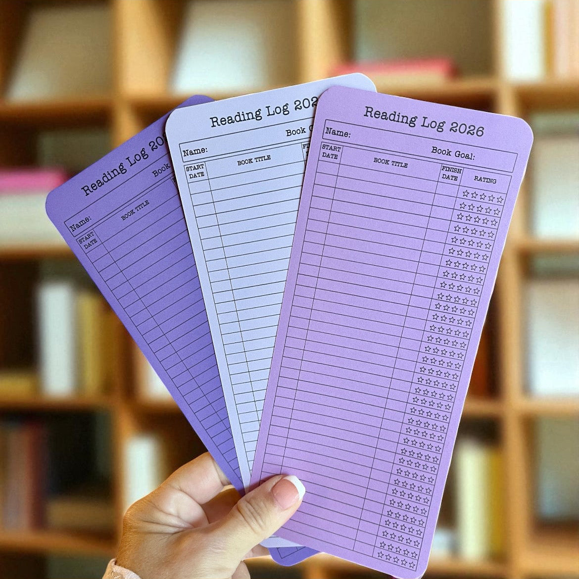 2026 Reading Log Bookmarks Set of 3