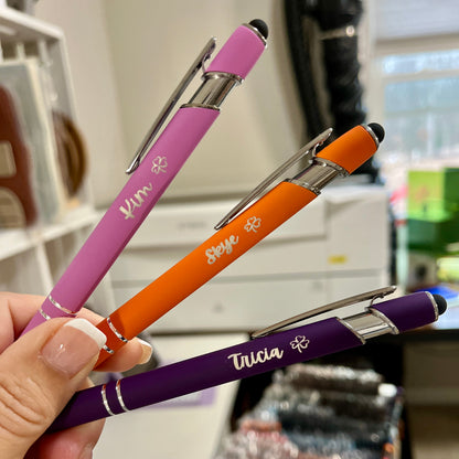 Pens Engraved ~ Stylus Ballpoint. Personalized Luxurious Soft Touch Ballpoint Pen with Stylus, Fancy Custom Pen, Gift Pens, logo merchandise