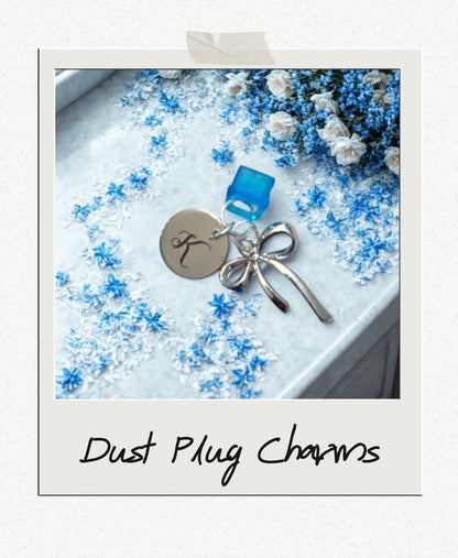 Personalized Initial Phone Charm, Engraved Heart or Round Charm and Bow, Dust Plug.