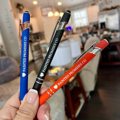 Pens Engraved ~ Stylus Ballpoint. Personalized Luxurious Soft Touch Ballpoint Pen with Stylus, Fancy Custom Pen, Gift Pens, logo merchandise