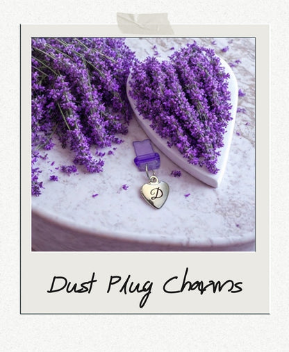 Personalized Initial Phone Charm, Engraved Heart or Round Charm and Bow, Dust Plug.