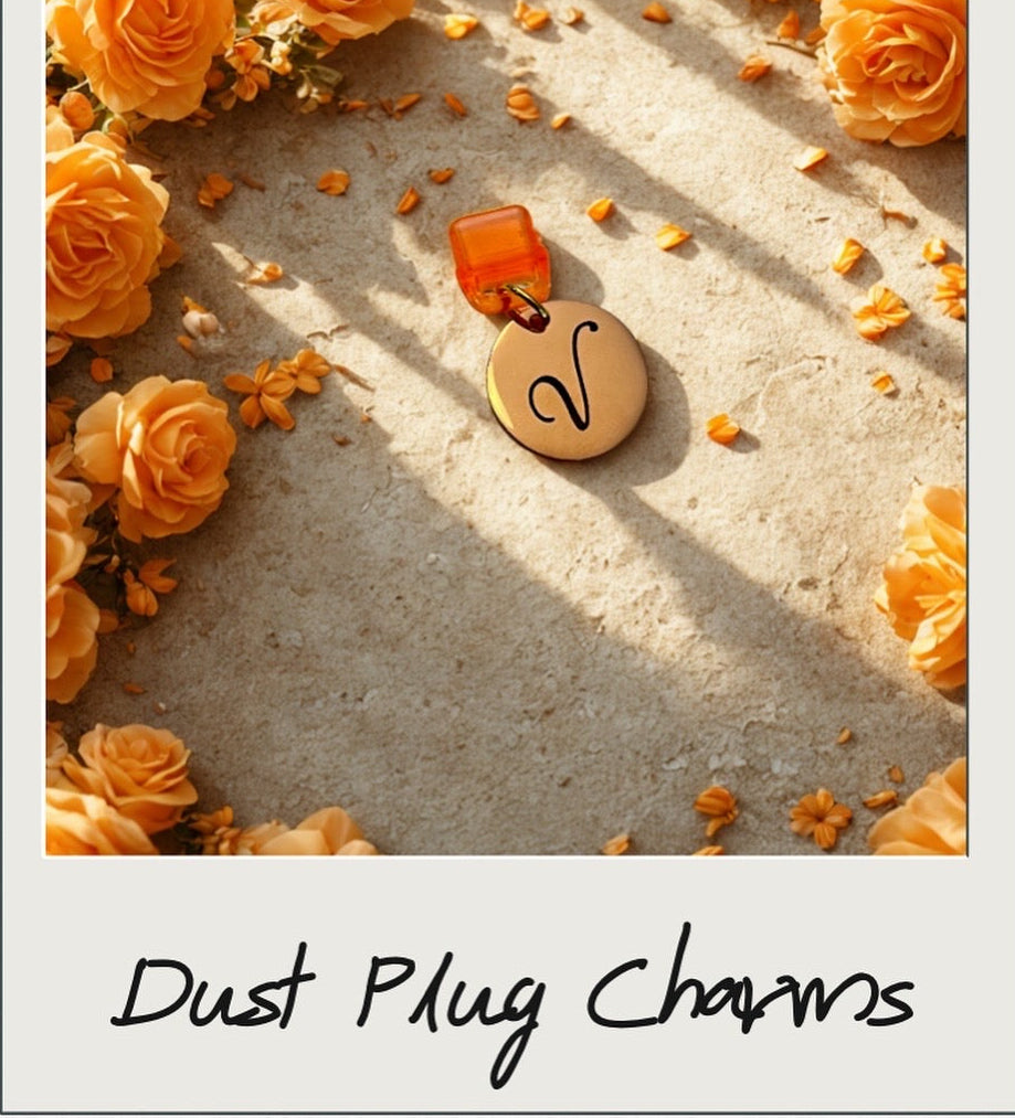 Personalized Initial Phone Charm, Engraved Heart or Round Charm and Bow, Dust Plug.