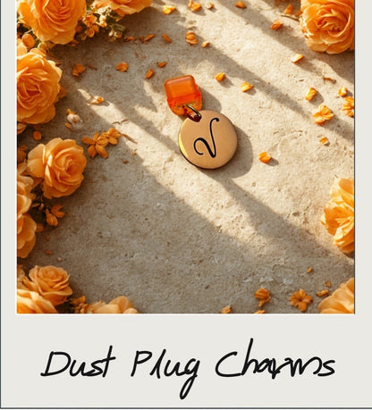 Personalized Initial Phone Charm, Engraved Heart or Round Charm and Bow, Dust Plug.