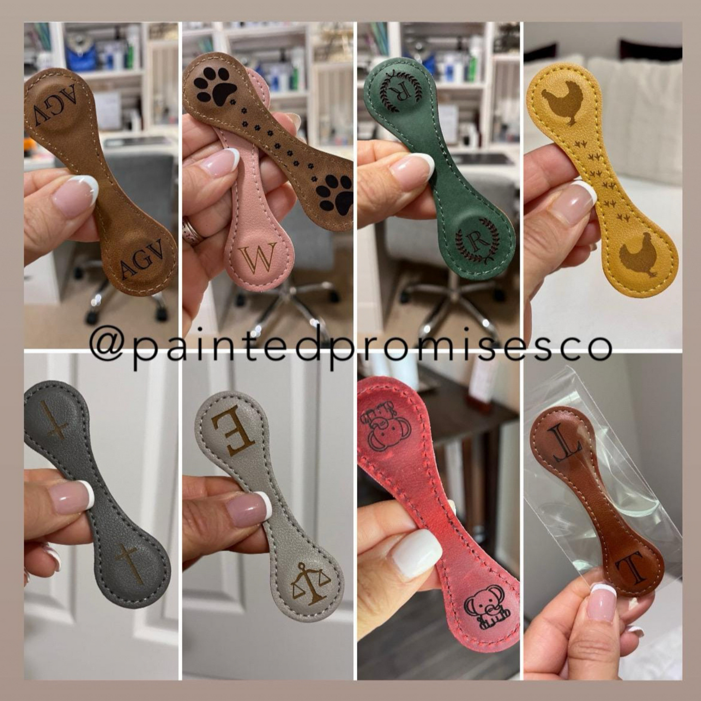 Bookmarks ~ Leather Custom Engraved magnet gifts for teachers, book lovers & friends. Choose from our designs or make your own.  20 + colors