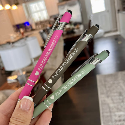 Pens Engraved ~ Stylus Ballpoint. Personalized Luxurious Soft Touch Ballpoint Pen with Stylus, Fancy Custom Pen, Gift Pens, logo merchandise