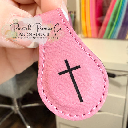 Teardrop Shape Leather Engraved Magnetic Bookmark