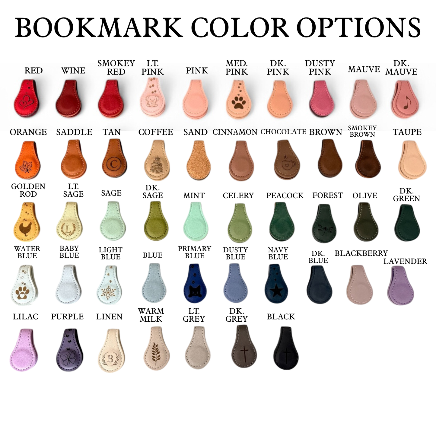 Teardrop Shape Leather Engraved Magnetic Bookmark