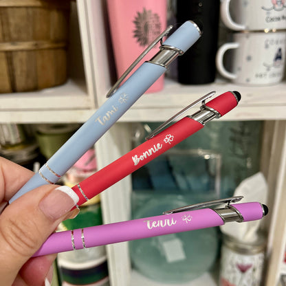 Pens Engraved ~ Stylus Ballpoint. Personalized Luxurious Soft Touch Ballpoint Pen with Stylus, Fancy Custom Pen, Gift Pens, logo merchandise