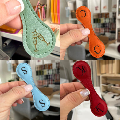 Teardrop Shape Leather Engraved Magnetic Bookmark