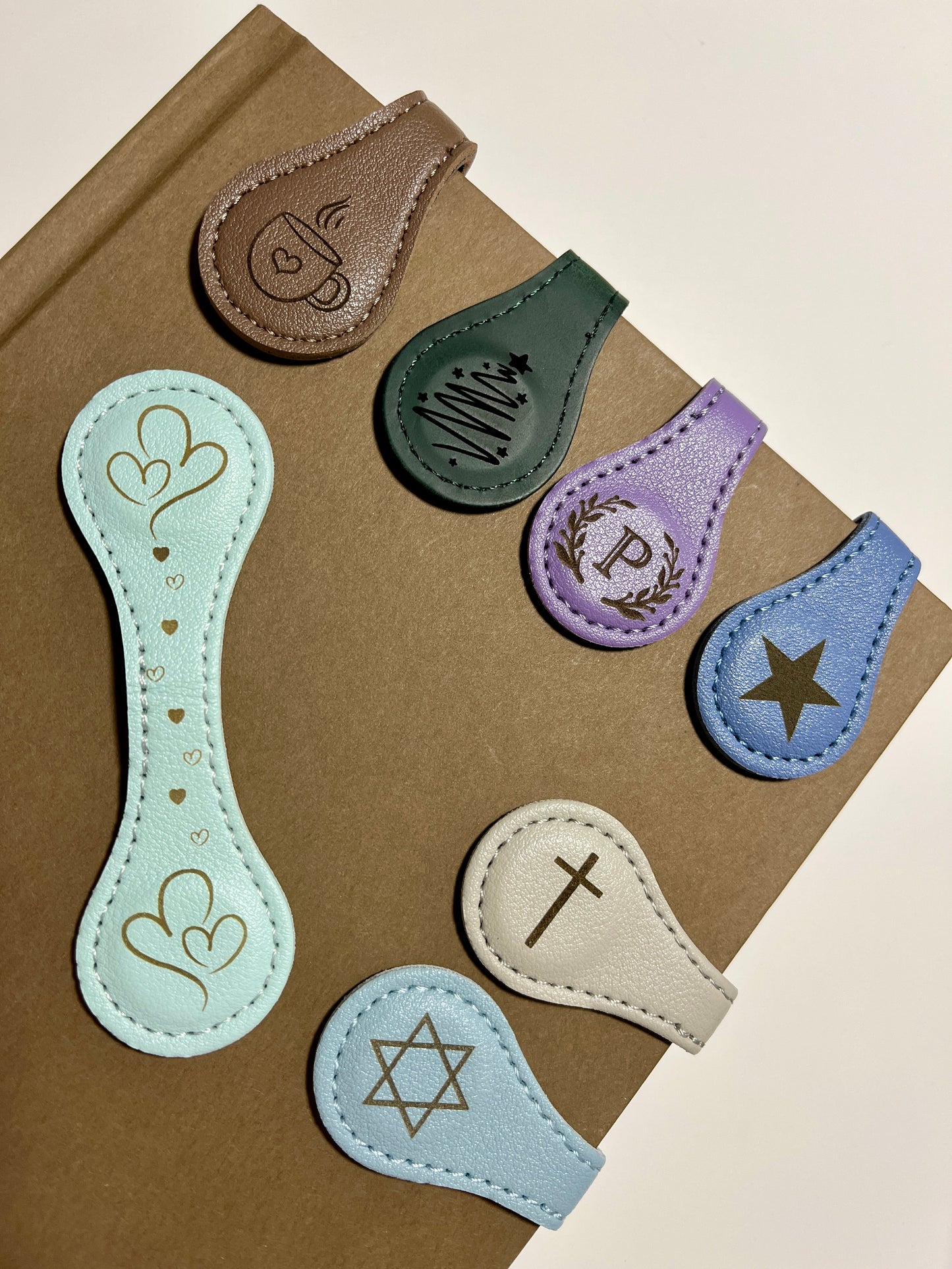 Bookmarks ~ Leather Custom Engraved magnet gifts for teachers, book lovers & friends. Choose from our designs or make your own.  20 + colors