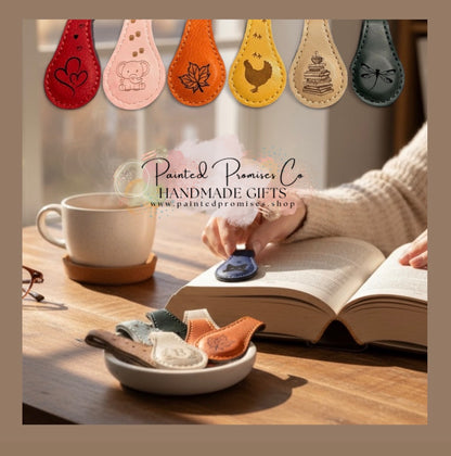 Teardrop Shape Leather Engraved Magnetic Bookmark