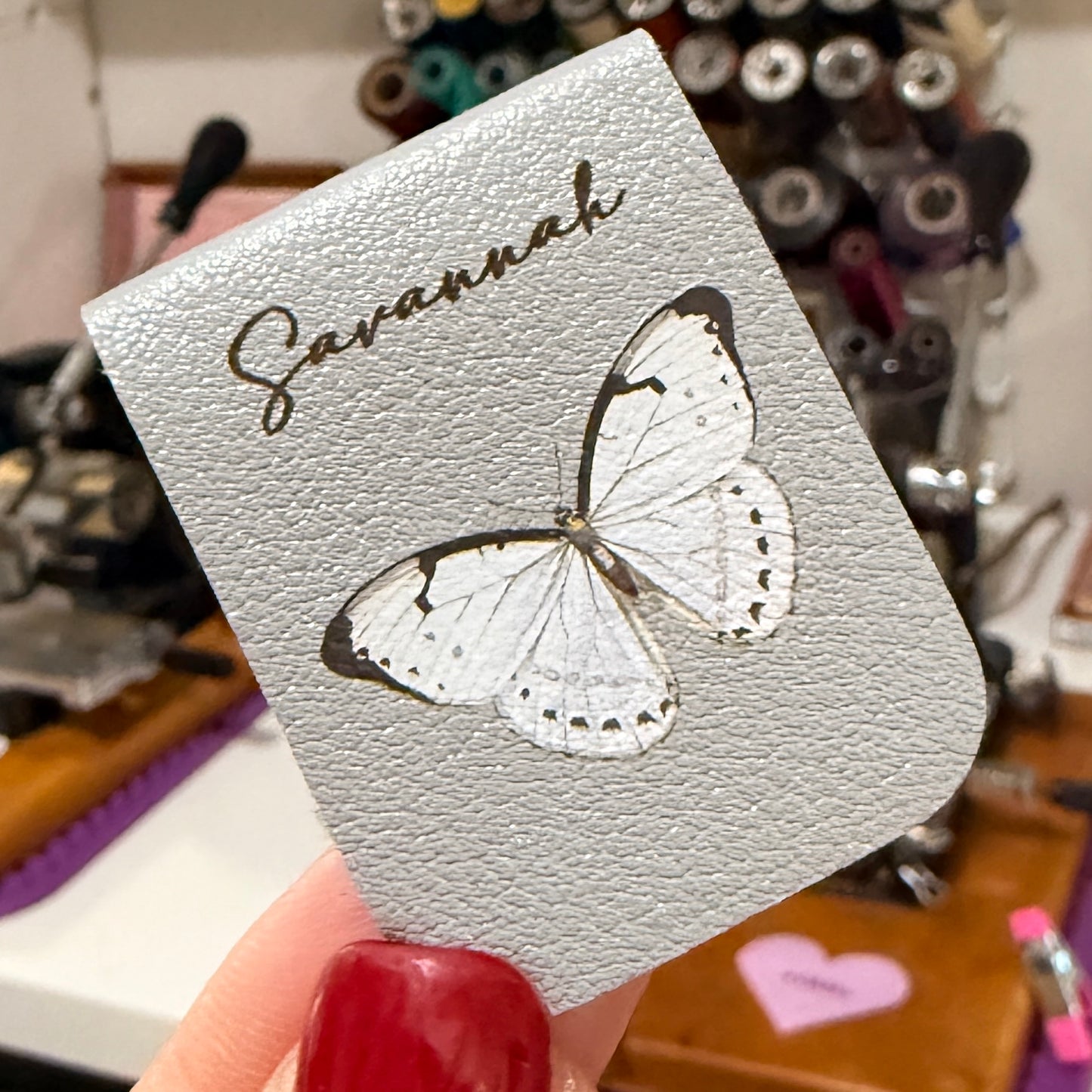Personalized Floral Leather Magnetic Bookmark Engraved.