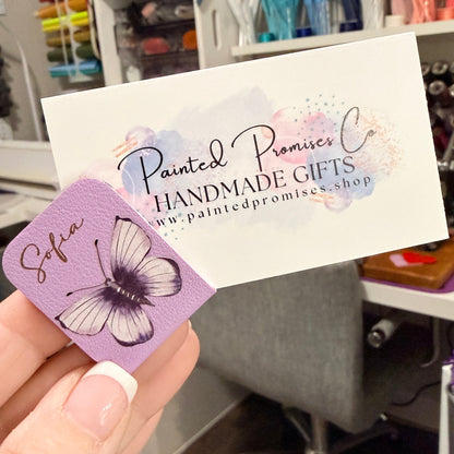 Personalized Floral Leather Magnetic Bookmark Engraved.