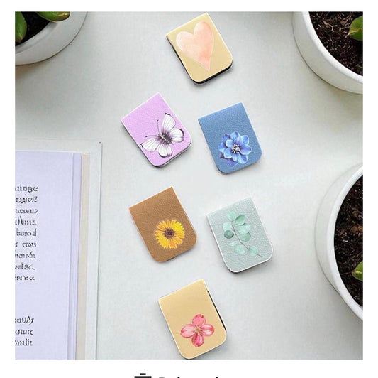 Personalized Floral Leather Magnetic Bookmark Engraved.