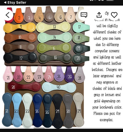 Bookmarks ~ Leather Engraved Magnetic