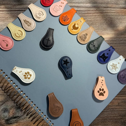 Teardrop Shape Leather Engraved Magnetic Bookmark