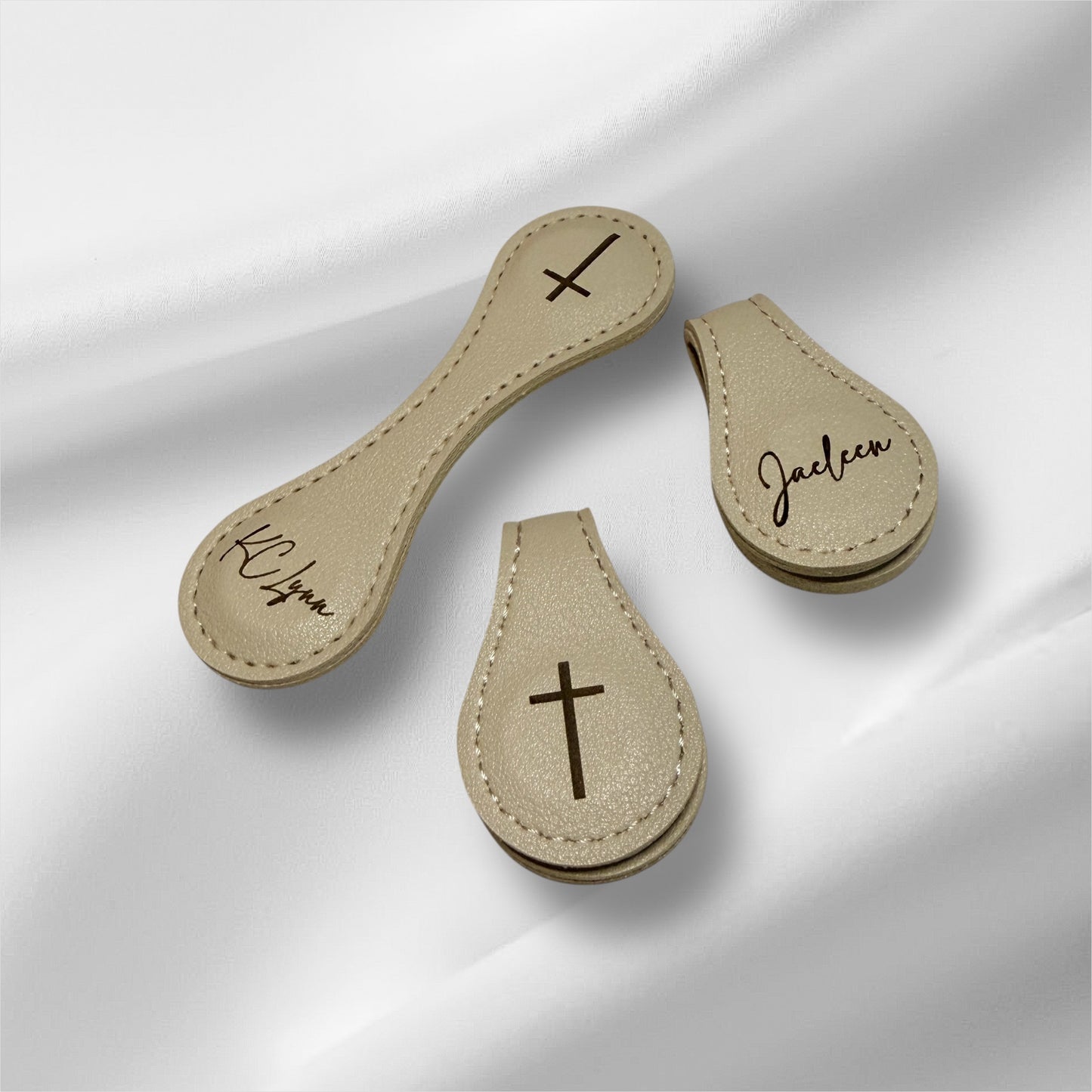 Teardrop Shape Leather Engraved Magnetic Bookmark