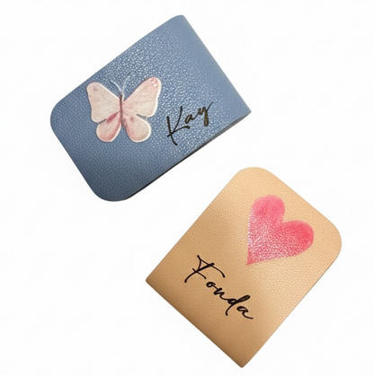 Personalized Floral Leather Magnetic Bookmark Engraved.