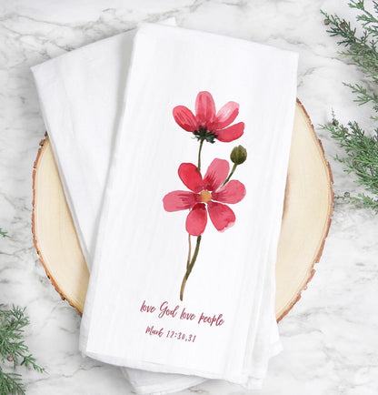 Wild Flower Kitchen Towel ~ Summer Kitchen decor, Flour sack Tea Towels, Hostess Gifts, House Warming Gift Towels, Seasonal Decor.