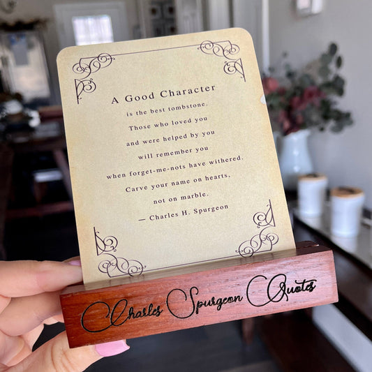 Charles Spurgeon Quote Cards ~ Designed Display Card Set with Stand. Scripture, Christian Quotes, Gifts for Men, Gifts for Pastor.