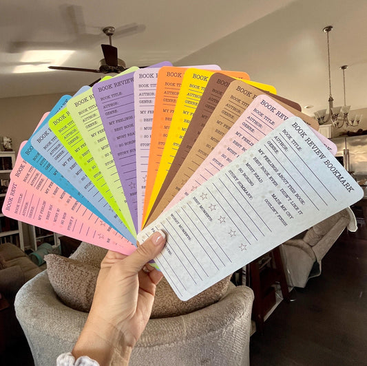 Book Review Bookmark Log. Set of 3 Card Stock Book Review Book Marks, Record Your Reading, Rate Your Books and Journal Your Reviews.